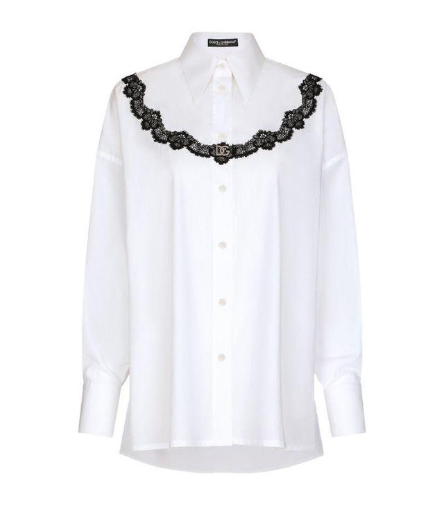 Lace-detailed Shirt In White Product Image