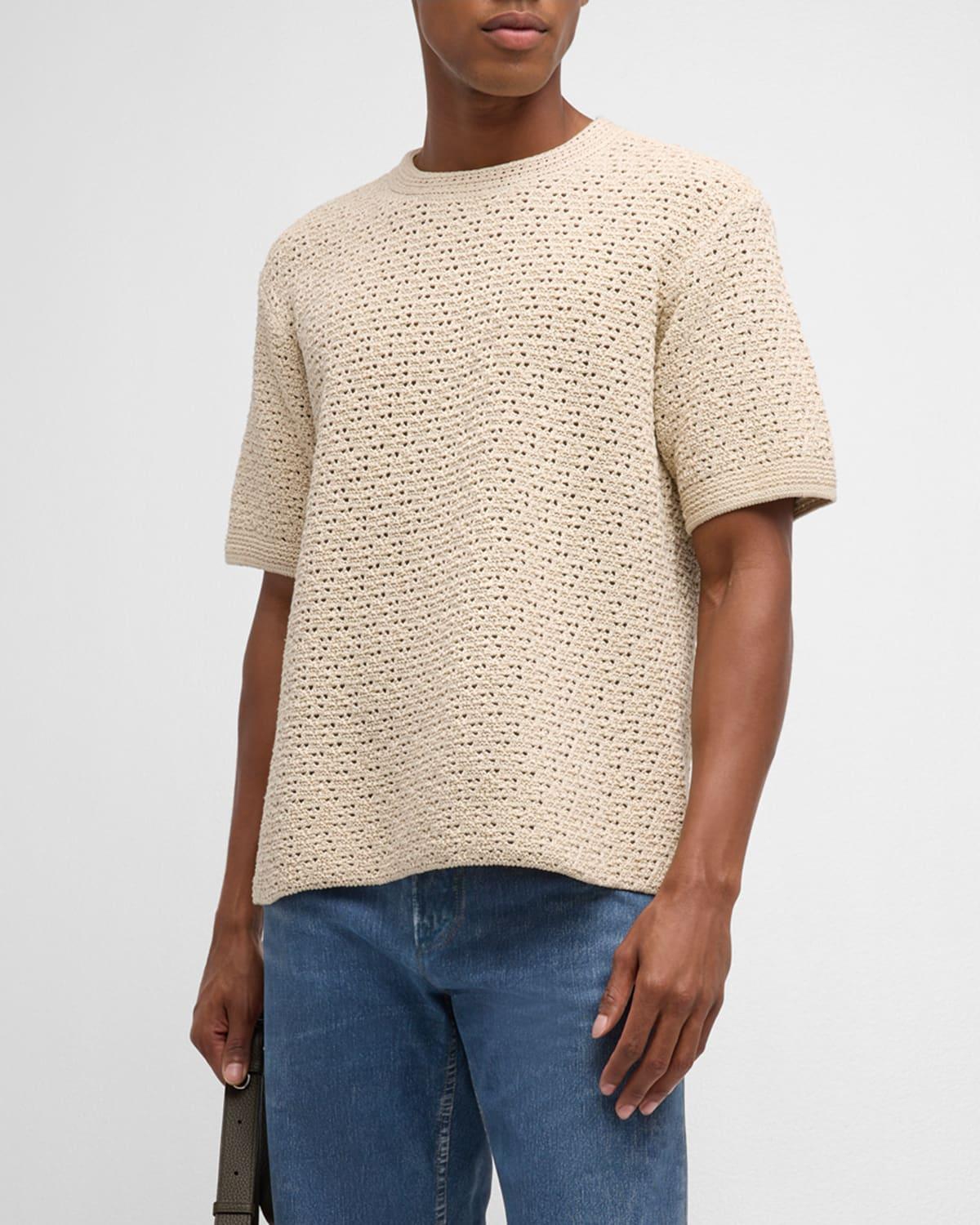 Mens Cotton Crochet Knit T-Shirt Product Image