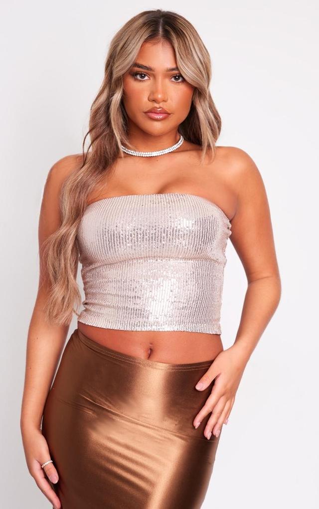 Gold Sequin Bandeau Top Product Image