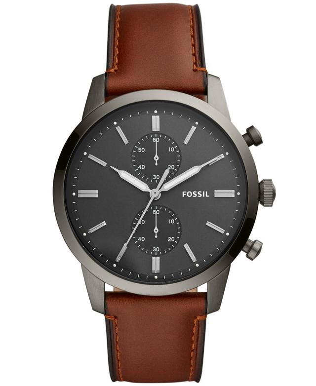 Fossil Mens Chronograph Townsman Brown Leather Strap Watch 44mm - Brown Product Image