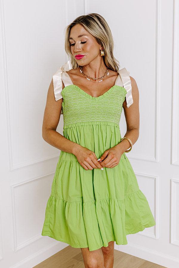 Total Crush Smocked Mini Dress in Lime Product Image