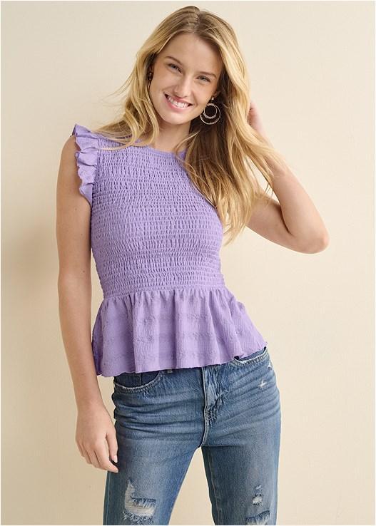 Smocked Peplum Top Product Image