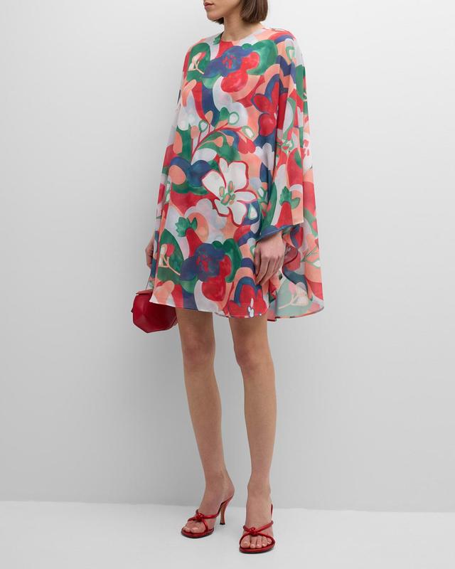 Bree Floral-Print Cape-Sleeve Mini Dress Product Image