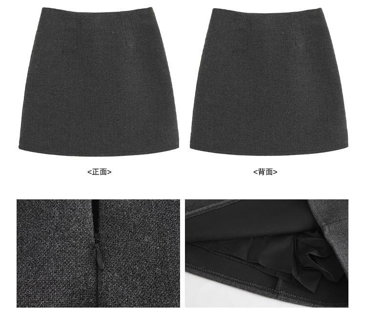 High Waist Plain Mini A-Line Skirt Product Image