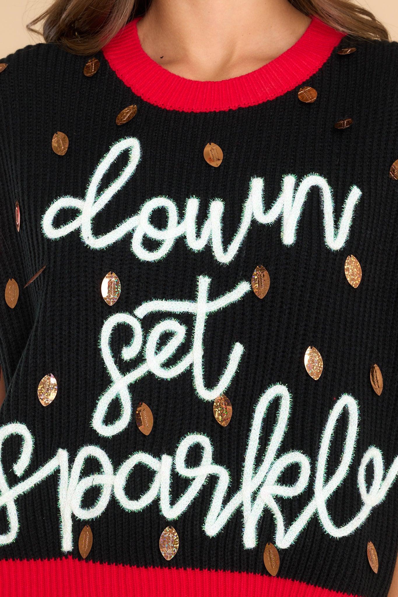 Black & Red Down Set Sparkle Sweater Vest Product Image