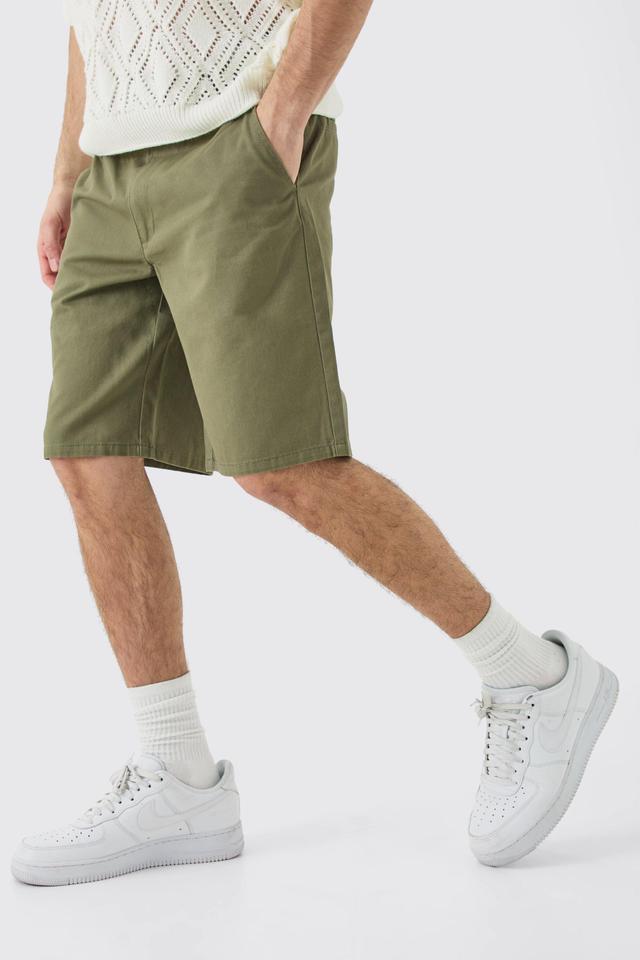 Fixed Waist Khaki Relaxed Fit Shorts | boohooMAN USA Product Image