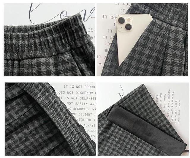 High Rise Plaid Wide Leg Pants Product Image