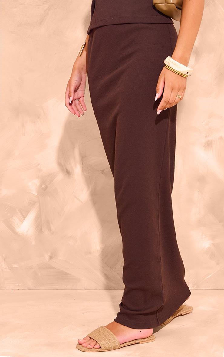 Chocolate Ribbed Maxi Skirt Product Image