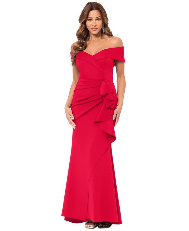 Xscape Petite Off-The-Shoulder Ruffle Gown Product Image