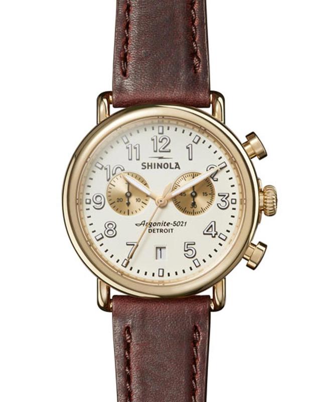 SHINOLA The Runwell Brown Leather Strap Chronograph, 41mm Product Image