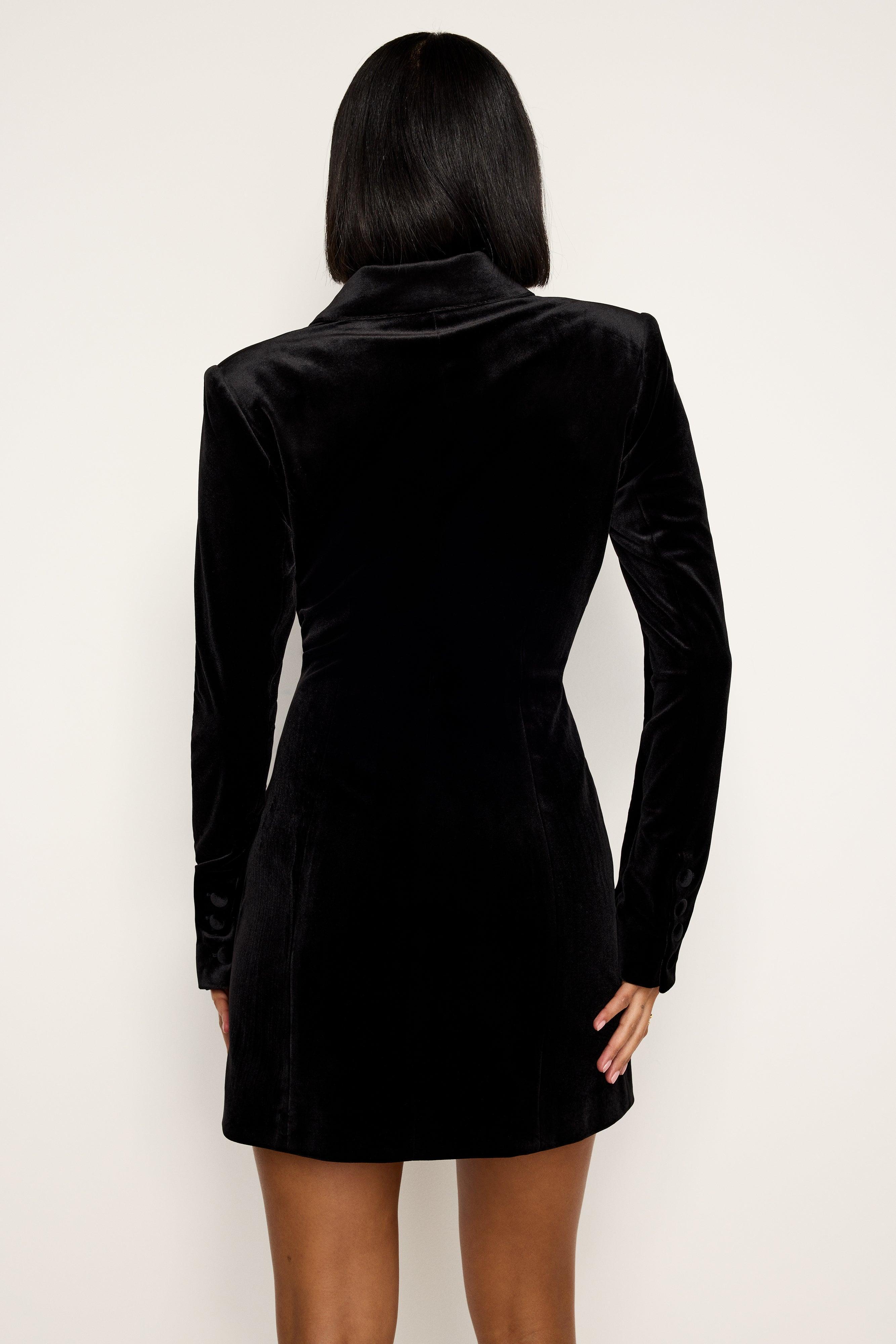 VELVET BLAZER MINI DRESS | BLACK001 Product Image