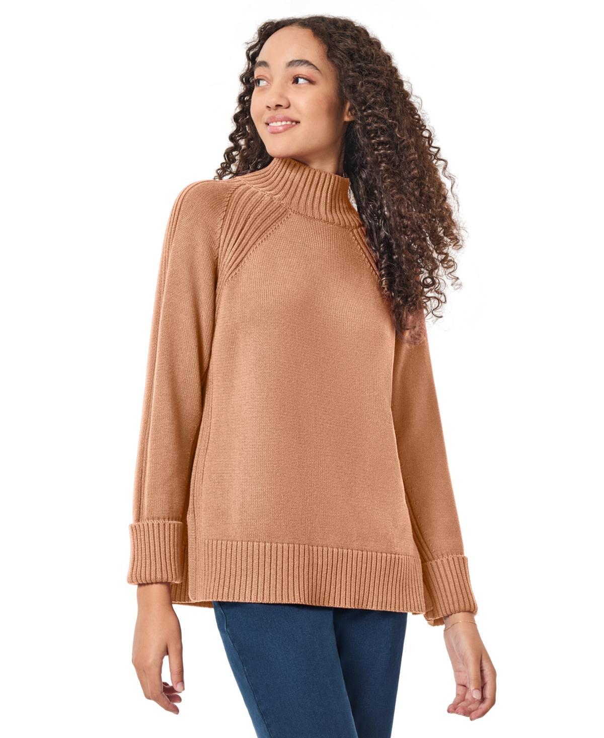 Jones New York Womens Mock Neck Sweater with Rib Detail product image