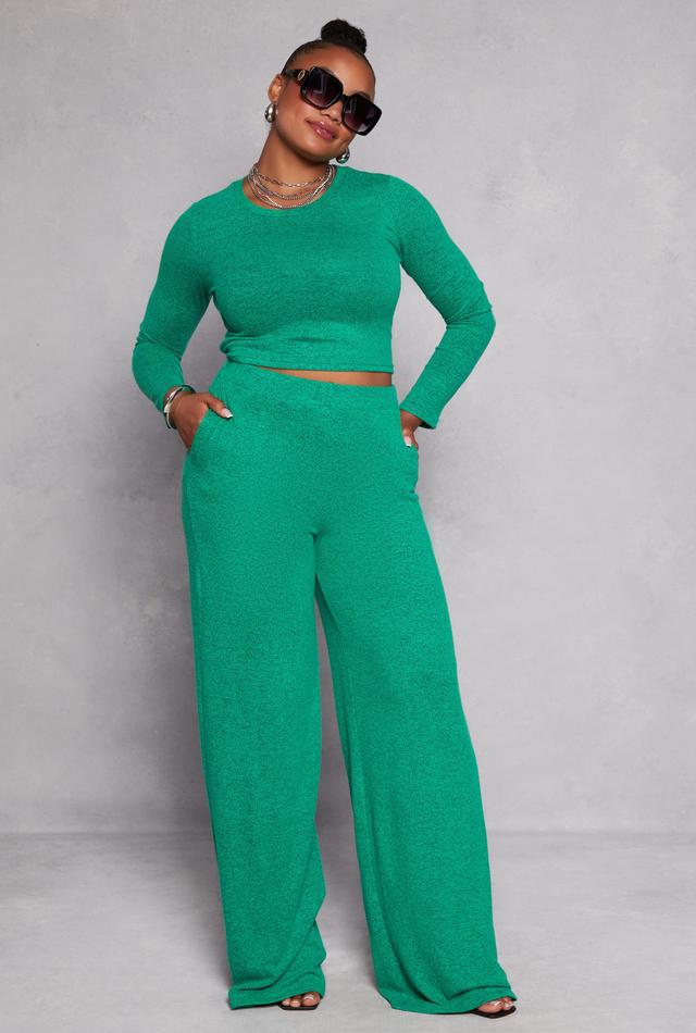 Womens Plus Size Brush Knit High Waist Pants Product Image