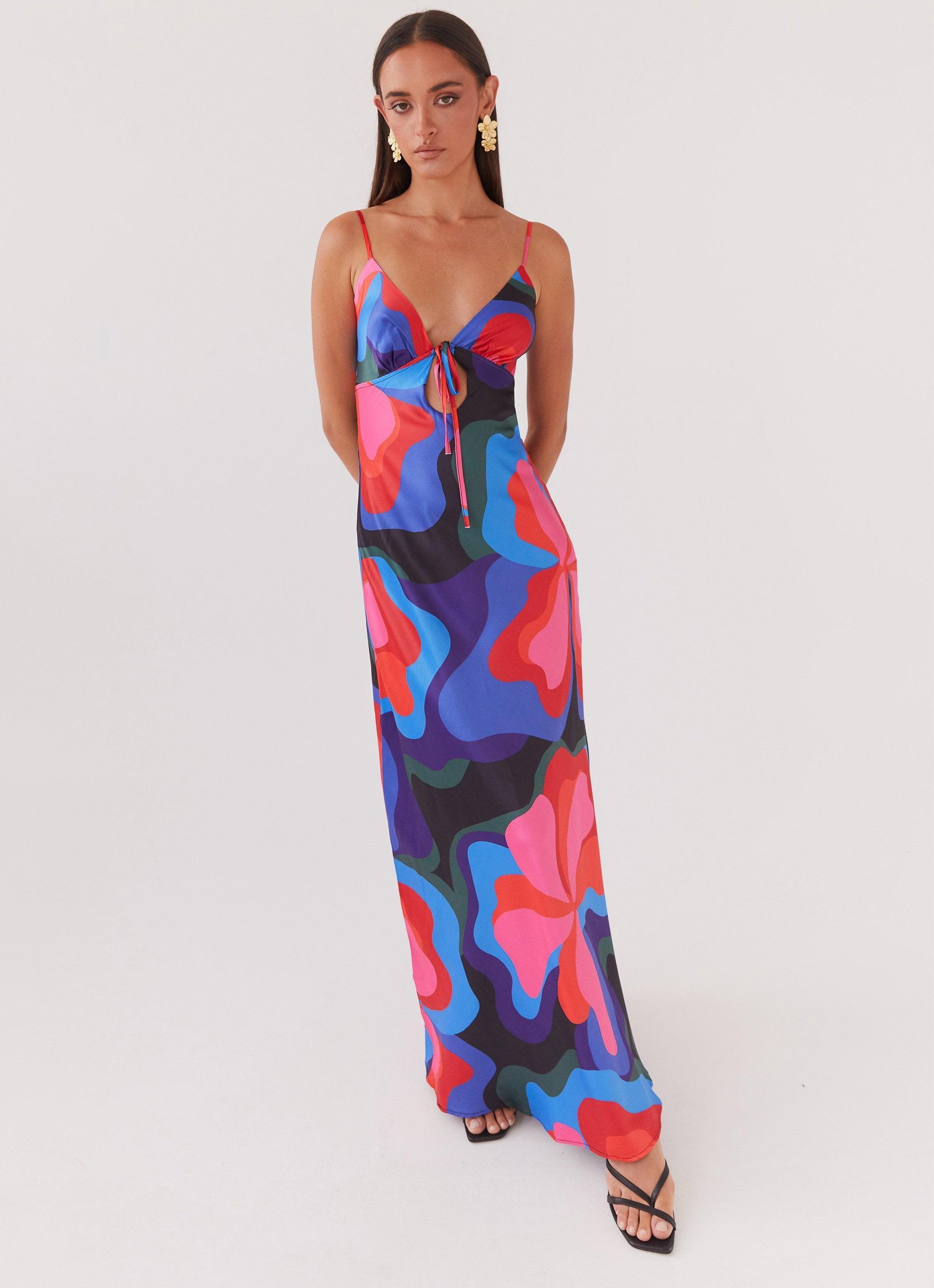 Flora Satin Maxi Dress - Floral Fantasy Product Image