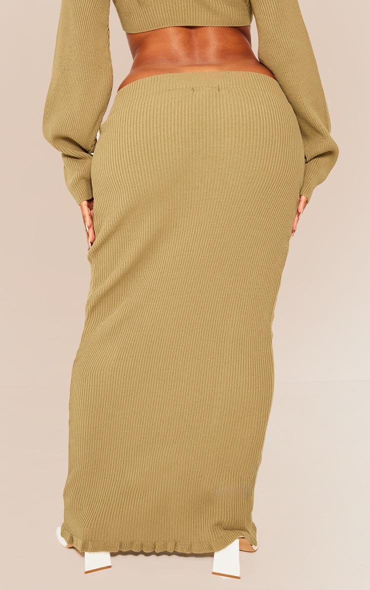 Shape Khaki Knit Maxi Skirt Product Image