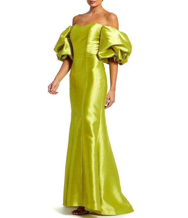 Mac Duggal Off-The-Shoulder Puff Short Sleeve Mermaid Gown Product Image