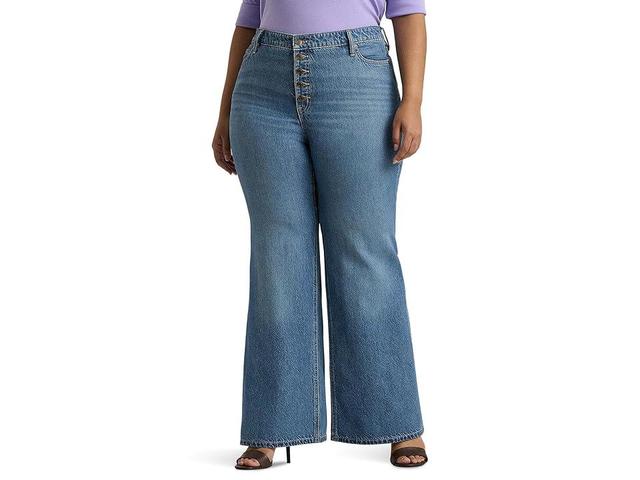 Lauren Ralph Lauren Plus-Size High-Rise Flare Jean (Mirabeau Wash) Women's Jeans Product Image