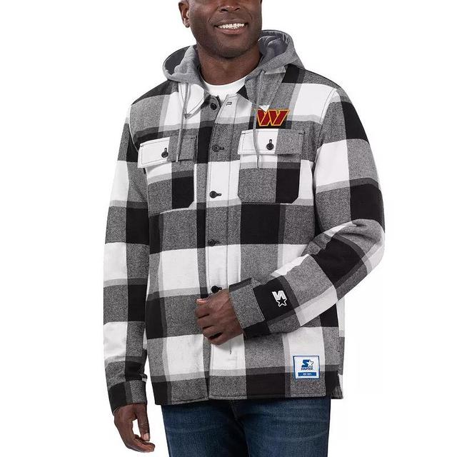 Mens Starter Black Washington Commanders Big Joe Plaid Full-Zip Hoodie Jacket Product Image