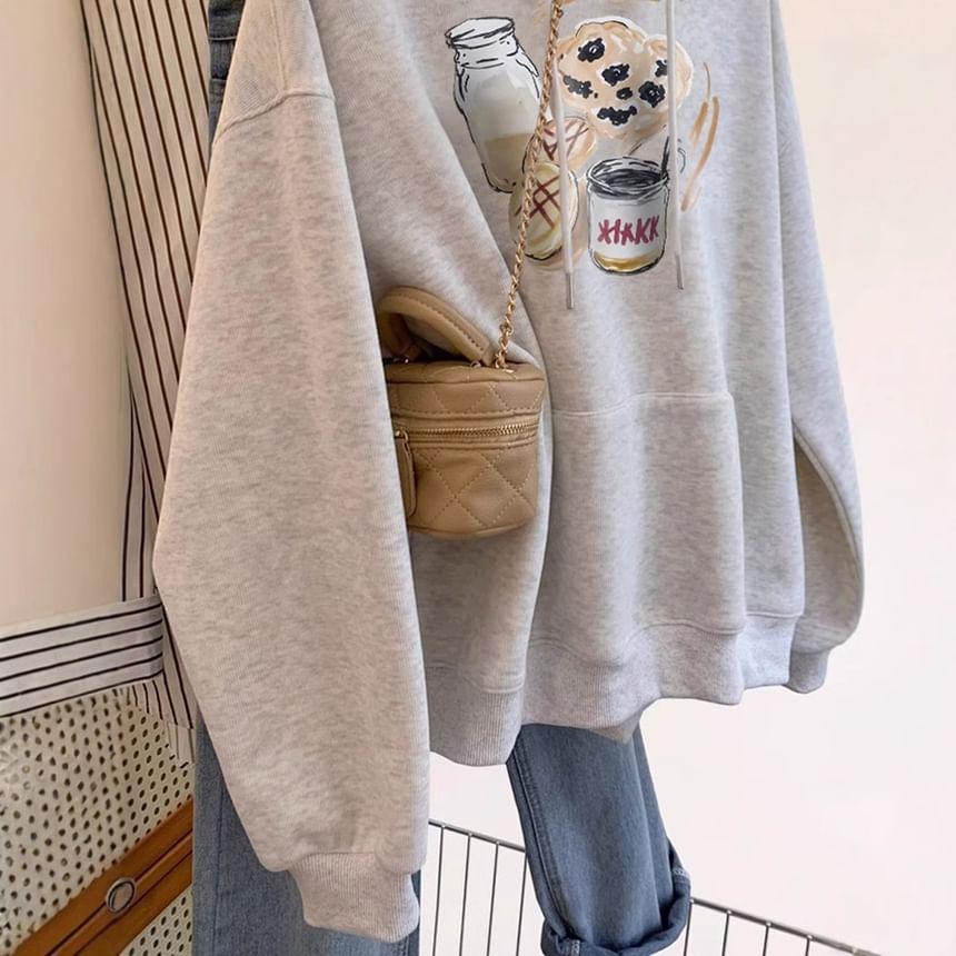 Graphic Print Drawstring Hoodie Product Image