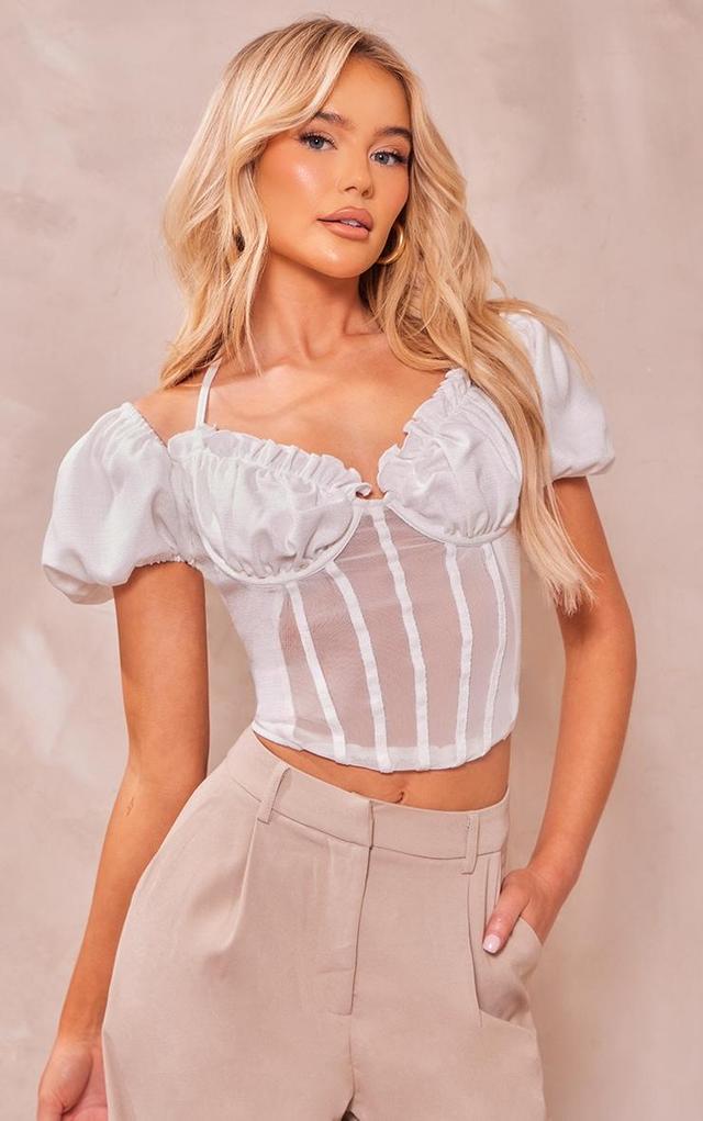 White Halter Neck Bardot Sleeve Corset Product Image