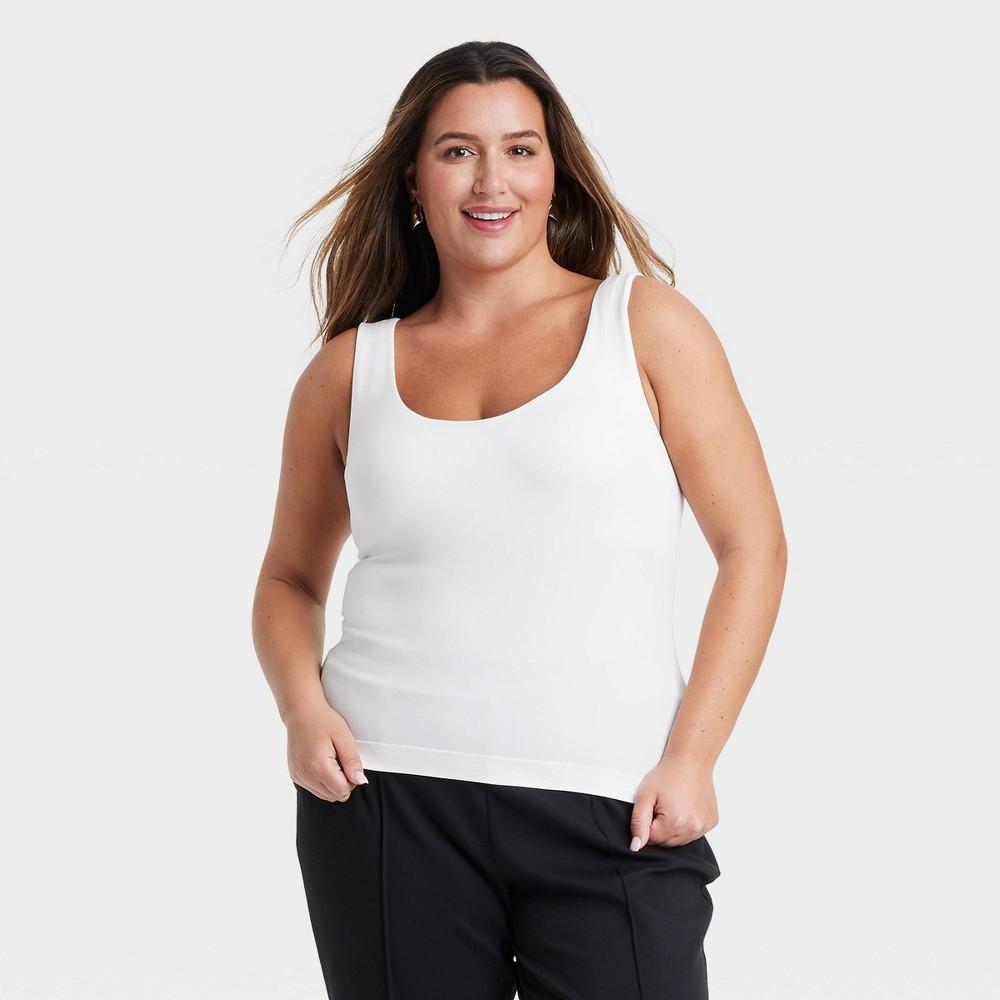 Womens Slim Fit Seamless Tank Top - A New Day White 4X product image