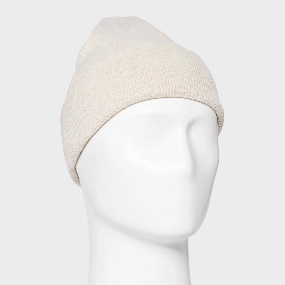 Men's Knit Cuffed Beanie - Goodfellow & Co™ Heathered Cream Product Image