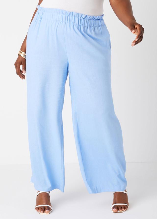 Plus Size Gathered Linen Blend Pants Ashley Stewart Product Image