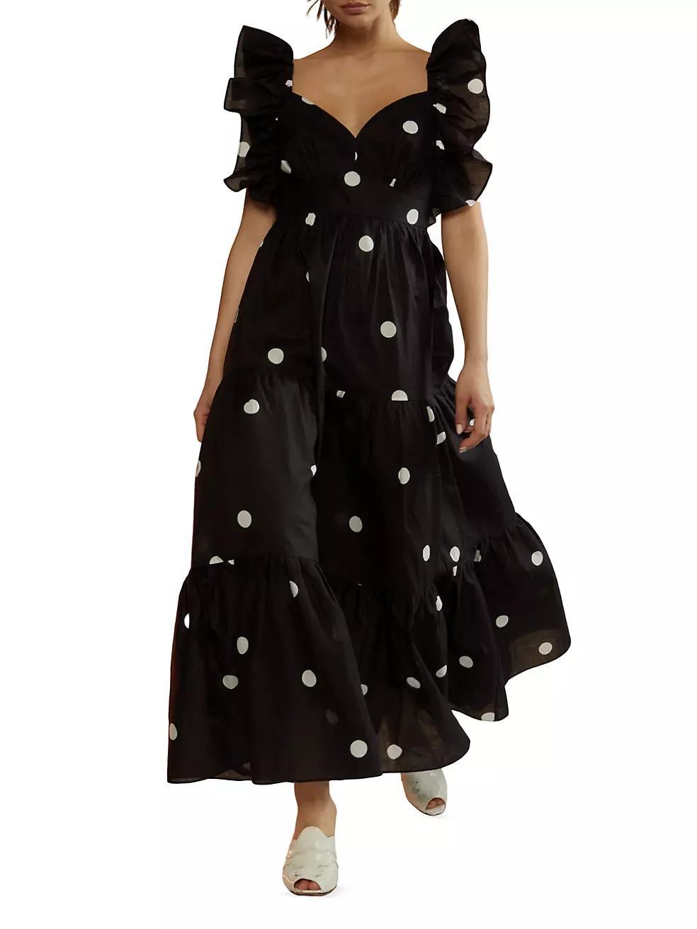 Polka Dot Silk Maxi Dress Product Image