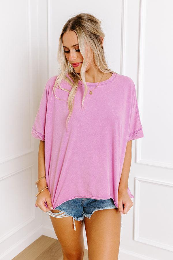 Effortless Vibes Mineral Wash Oversized Tee in Violet Product Image