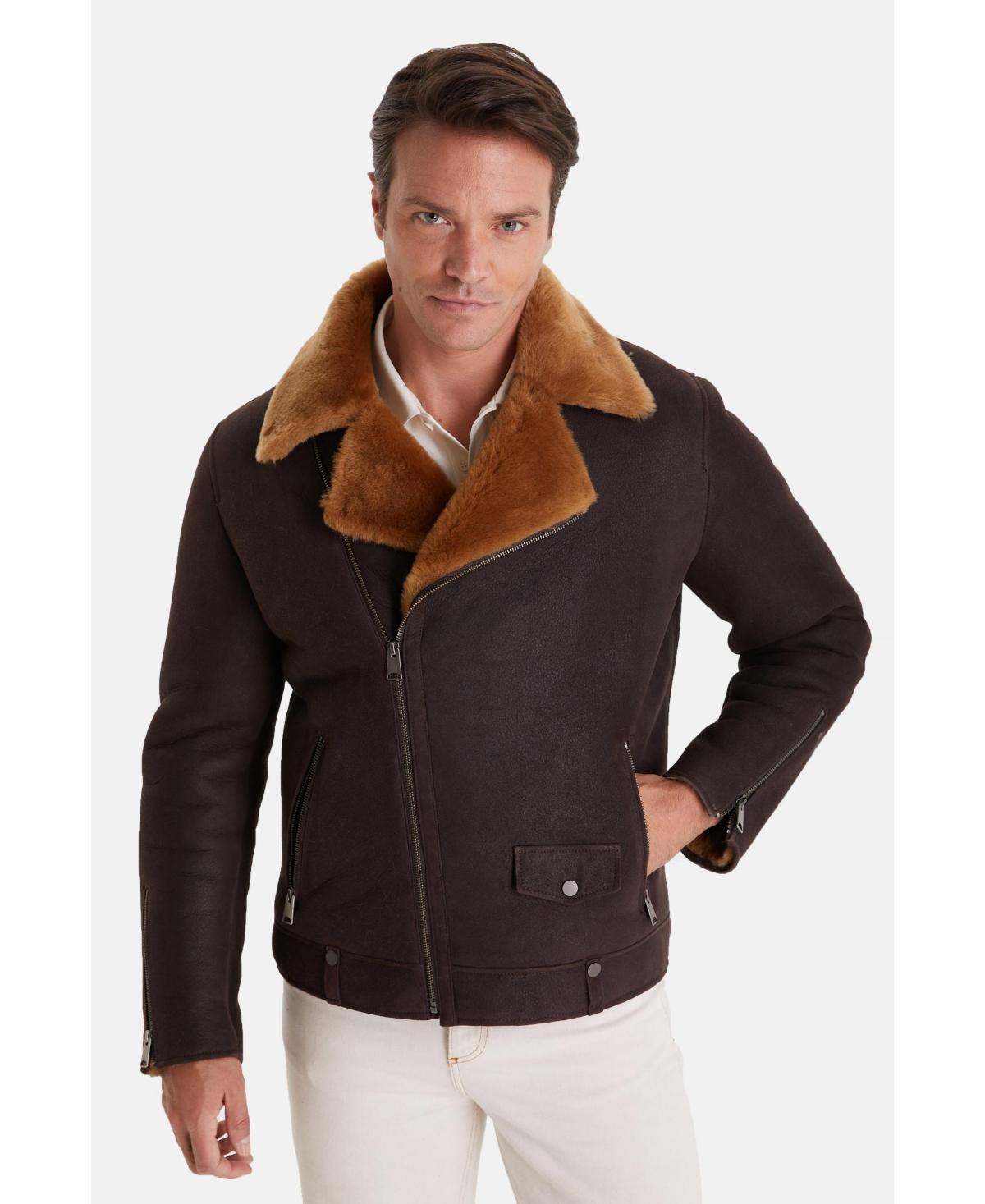 Mens Fashion Jacket, Washed Brown With Ginger Wool Product Image