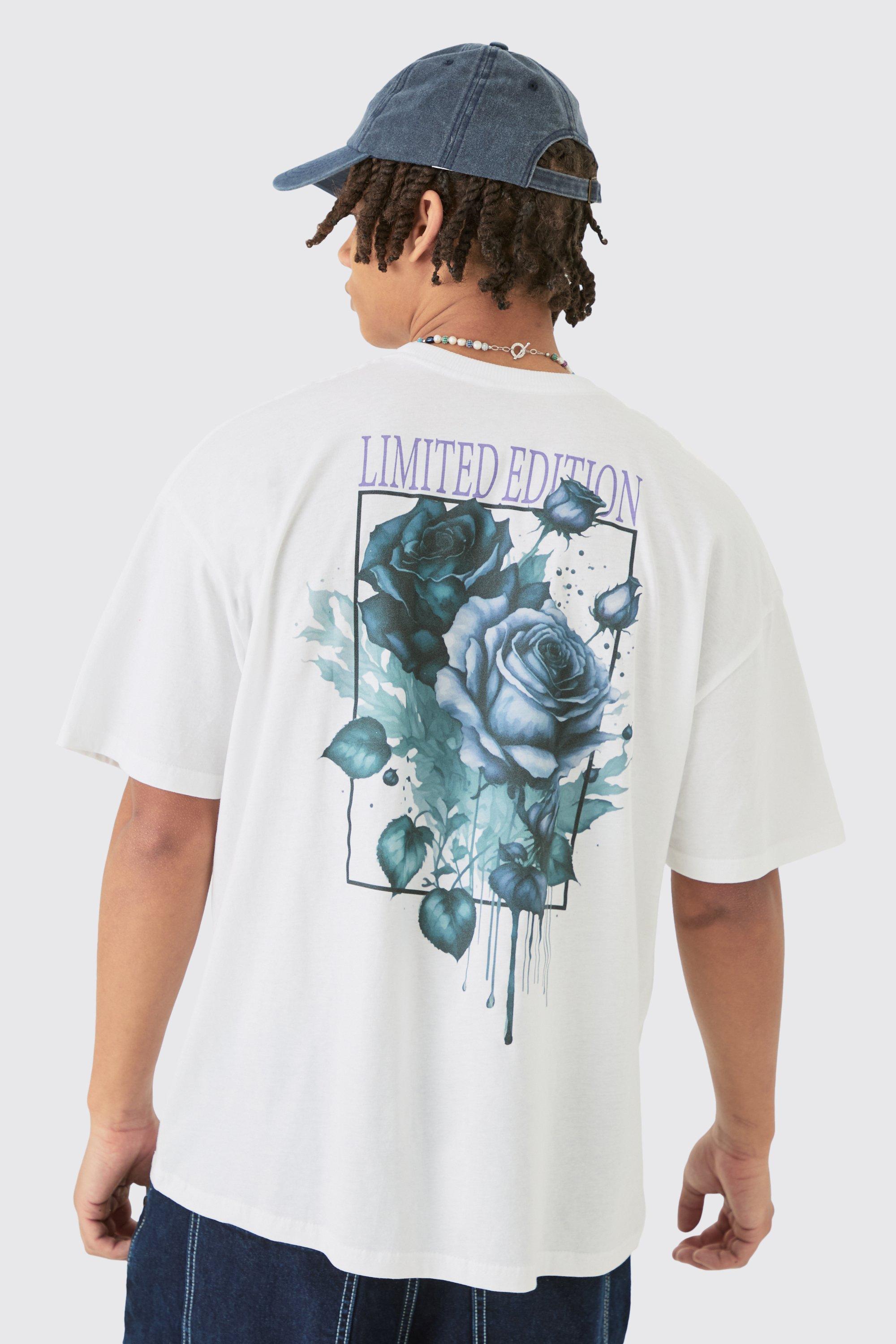 Oversized Limited Edition Floral Back Print T-shirt | boohooMAN USA Product Image