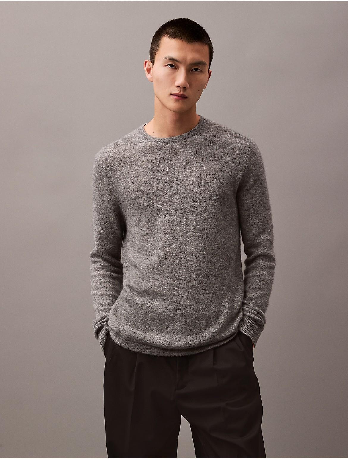 Calvin Klein Mens Refined Alpaca Wool Blend Knit Sweater - Blue - M Product Image