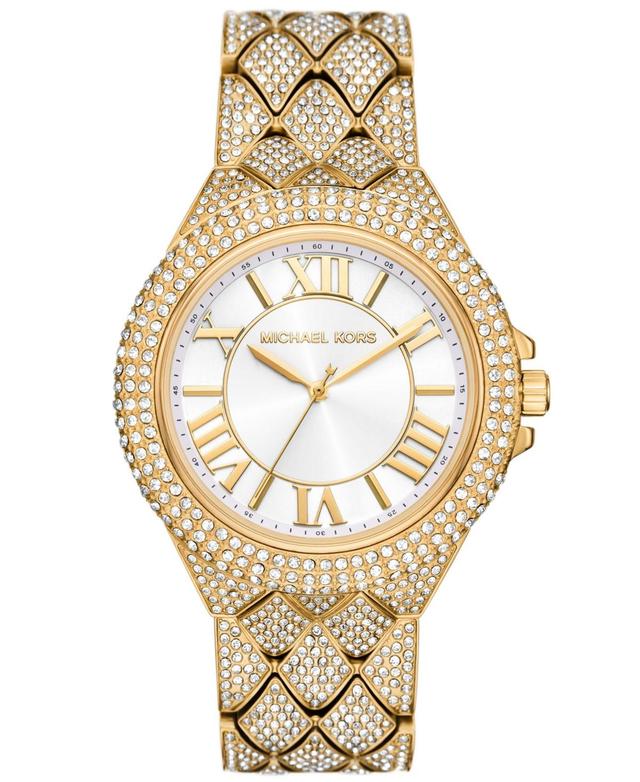 Michael Kors Womens Camille Three-Hand Gold-Tone Stainless Steel Watch 43mm - Gold-Tone Product Image