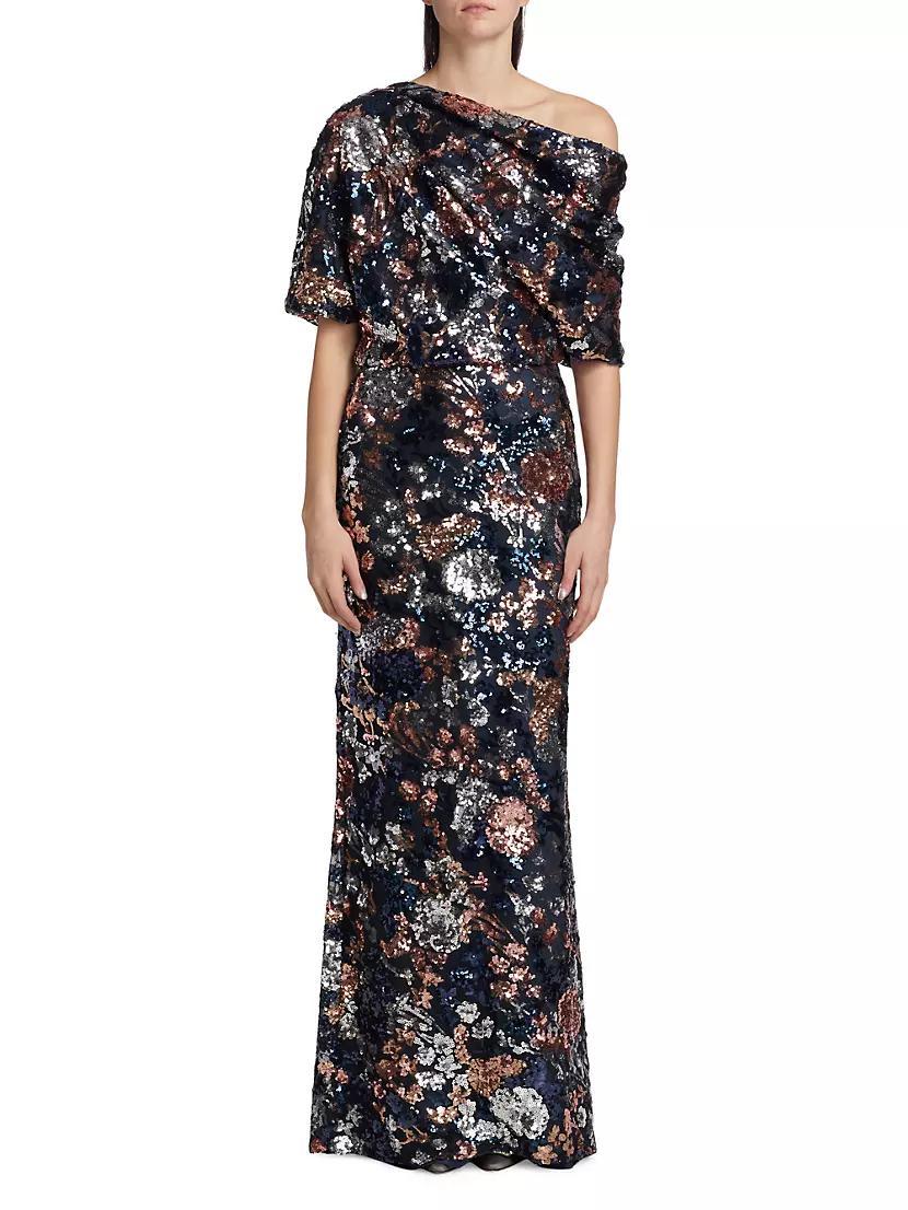 Floral Sequined Off-The-Shoulder Gown Product Image