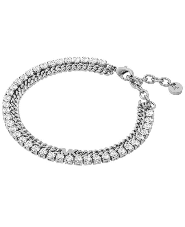 Precious Metal-Plated Brass Double Chain Tennis Bracelet Product Image