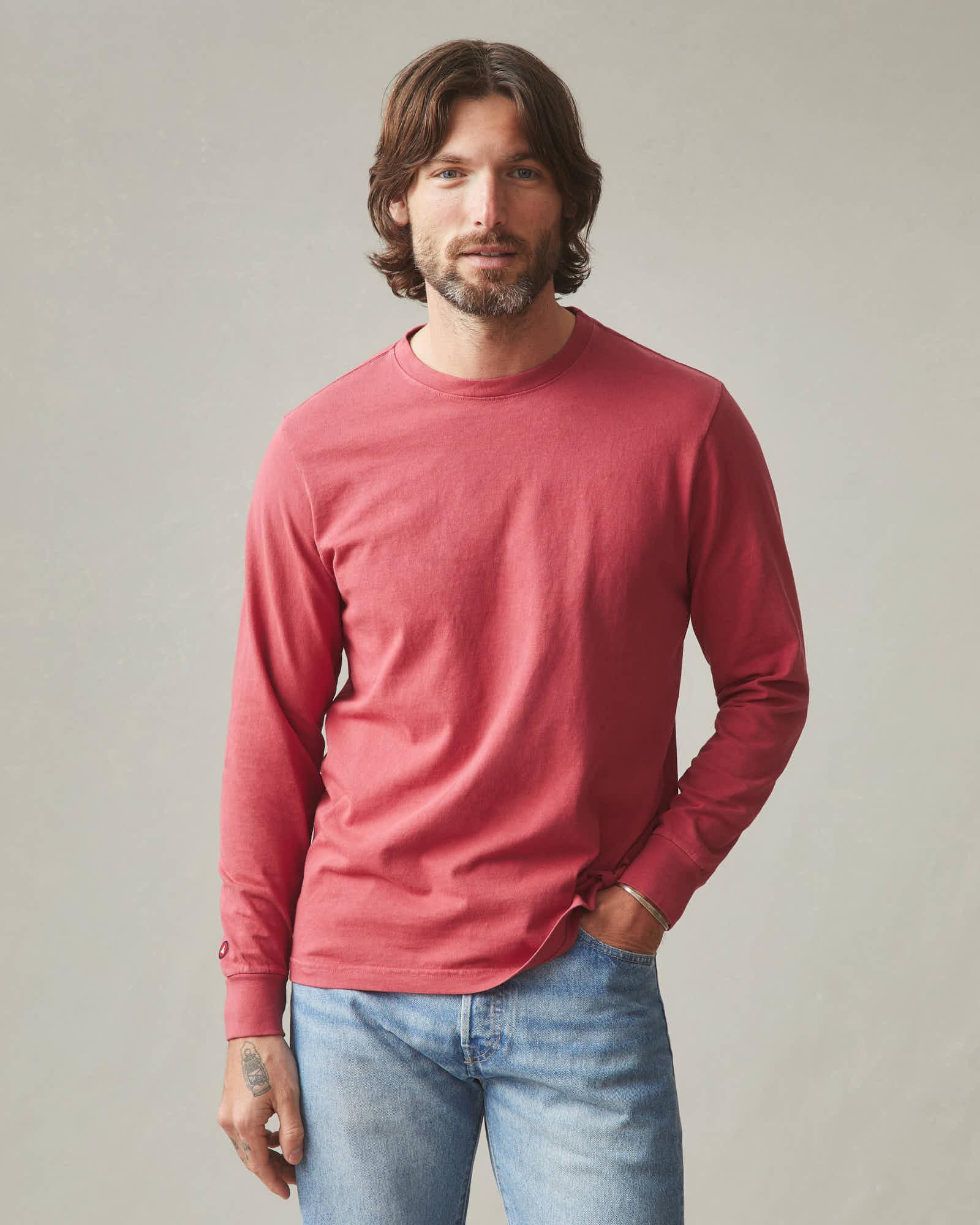 Vintage Crew Long Sleeve Tee - Washed Poppy Product Image