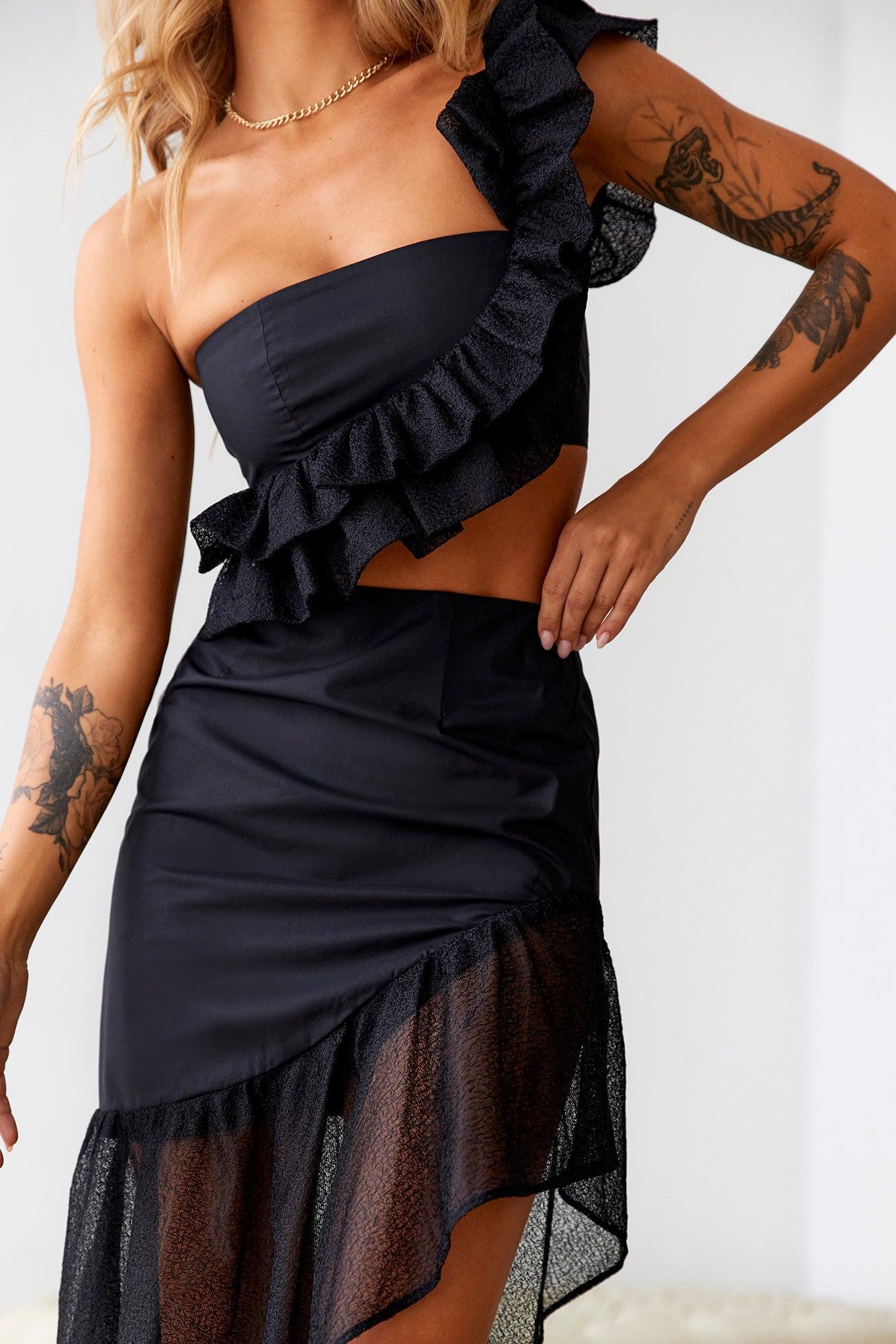 SUR BELLE Key To Wonderland Midi Skirt Black Product Image