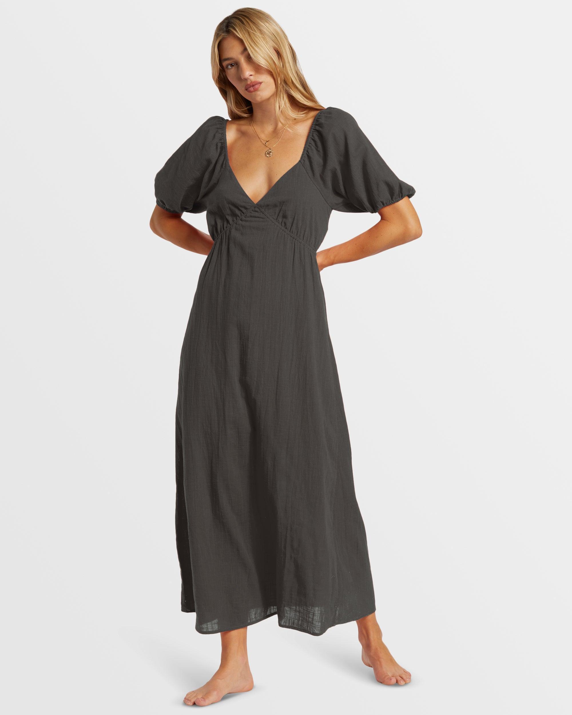 Love Fade Puff Sleeve Maxi Dress - Black Sands Female Product Image