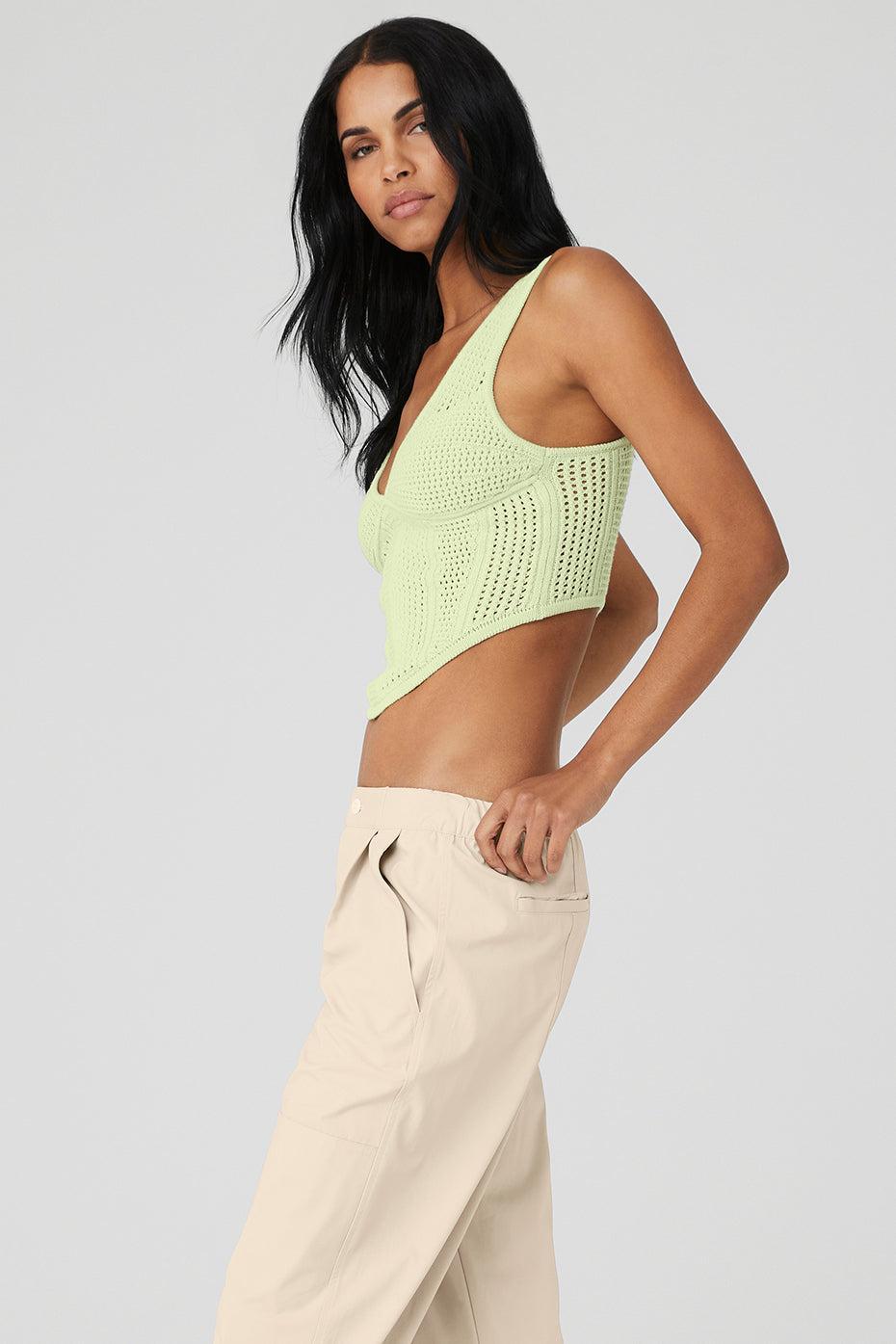 Open-Knit Chase The Sun Corset Tank - Iced Green Tea Female Product Image