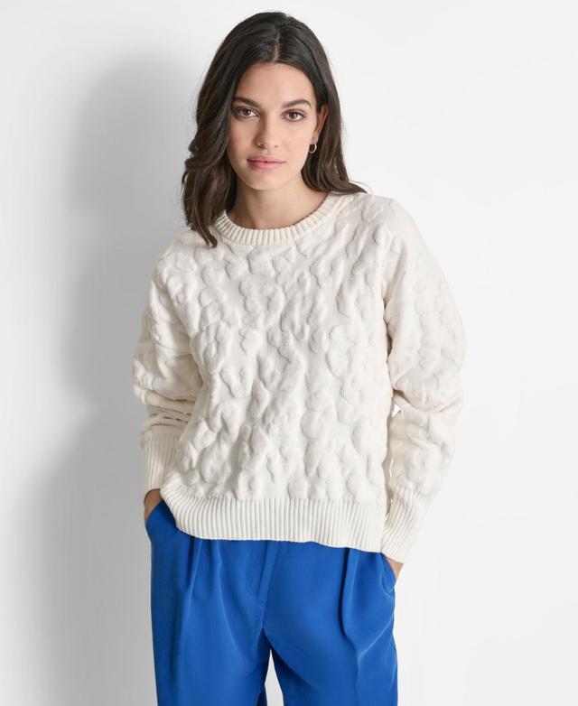 Dkny Womens Round-Neck Animal Chenille Sweater Product Image