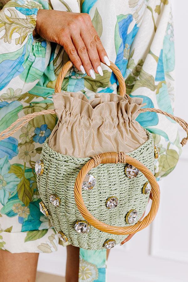 All The Vibes Straw Woven Bucket Bag in Pear Product Image