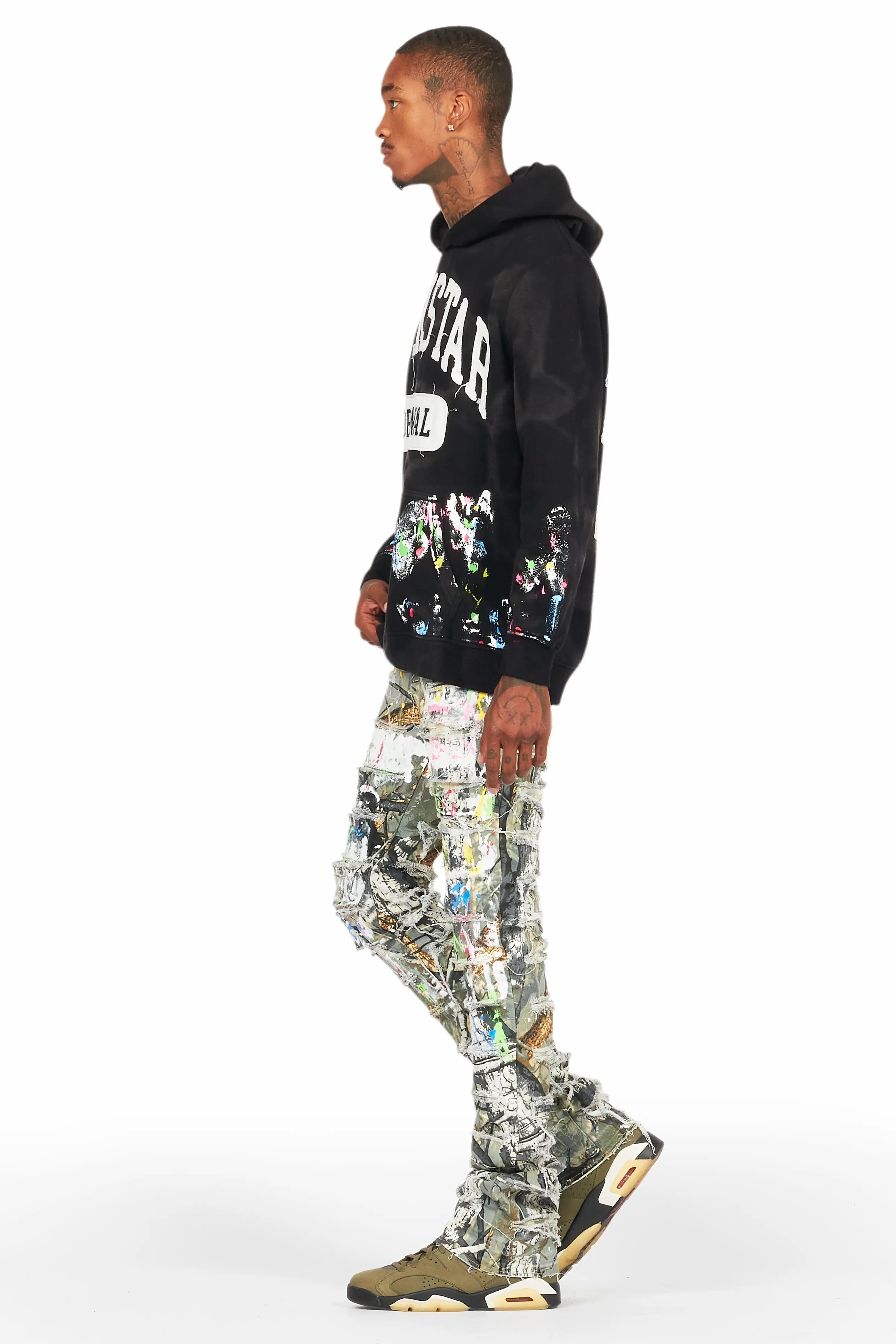 Akello Green Camo Painter Stacked Flare Jean Male Product Image