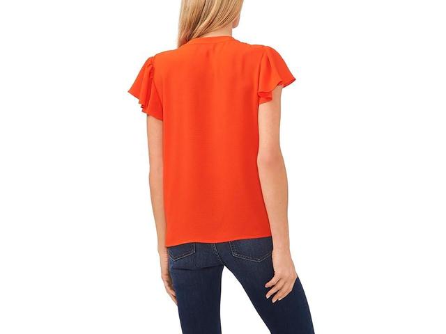 CeCe Flutter Sleeve Split Neck Top Product Image