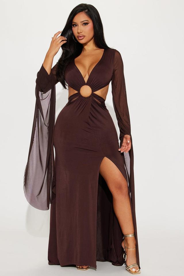 Sarah Long Sleeve Maxi Dress - Brown Product Image