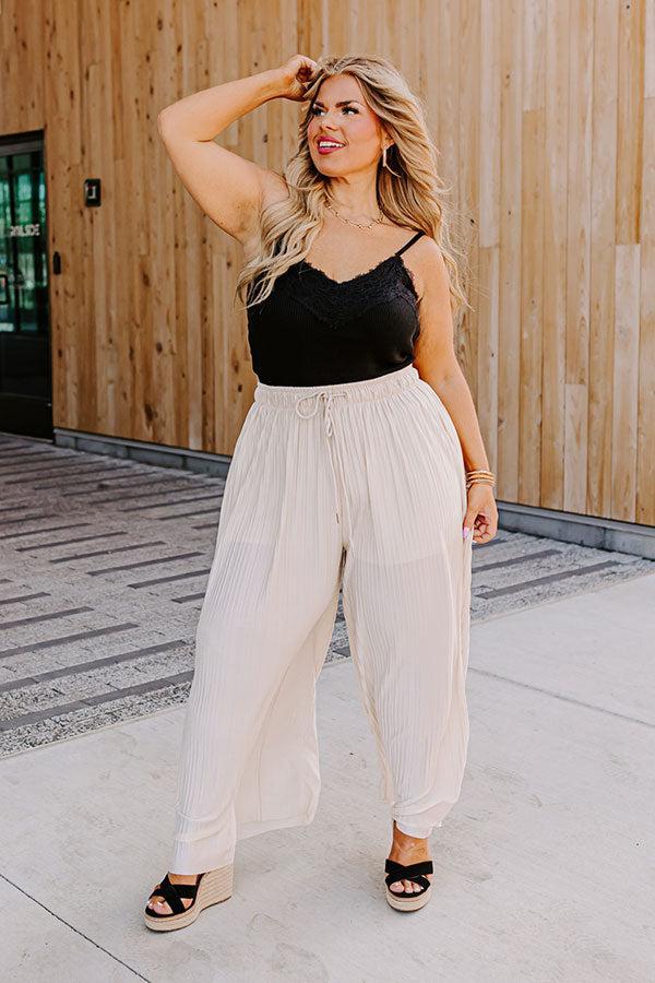 Summer In Malibu Pleated Pants In Cream Curves Product Image