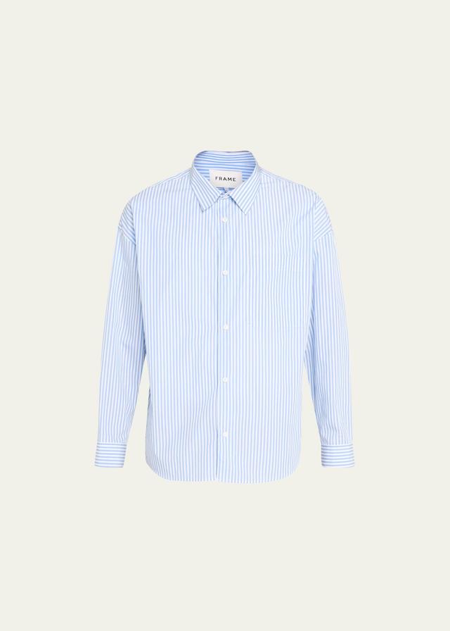 Mens Striped Relaxed Button-Front Shirt Product Image