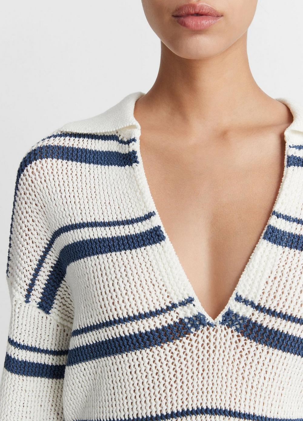 Striped Rack-Ribbed Cotton Pullover Product Image