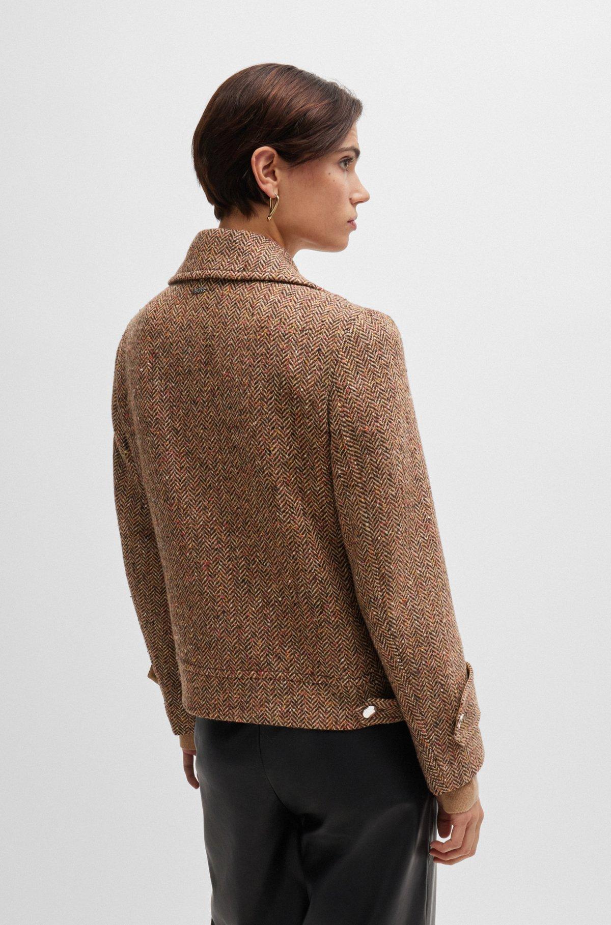 Regular-fit double-breasted coat in herringbone tweed Product Image