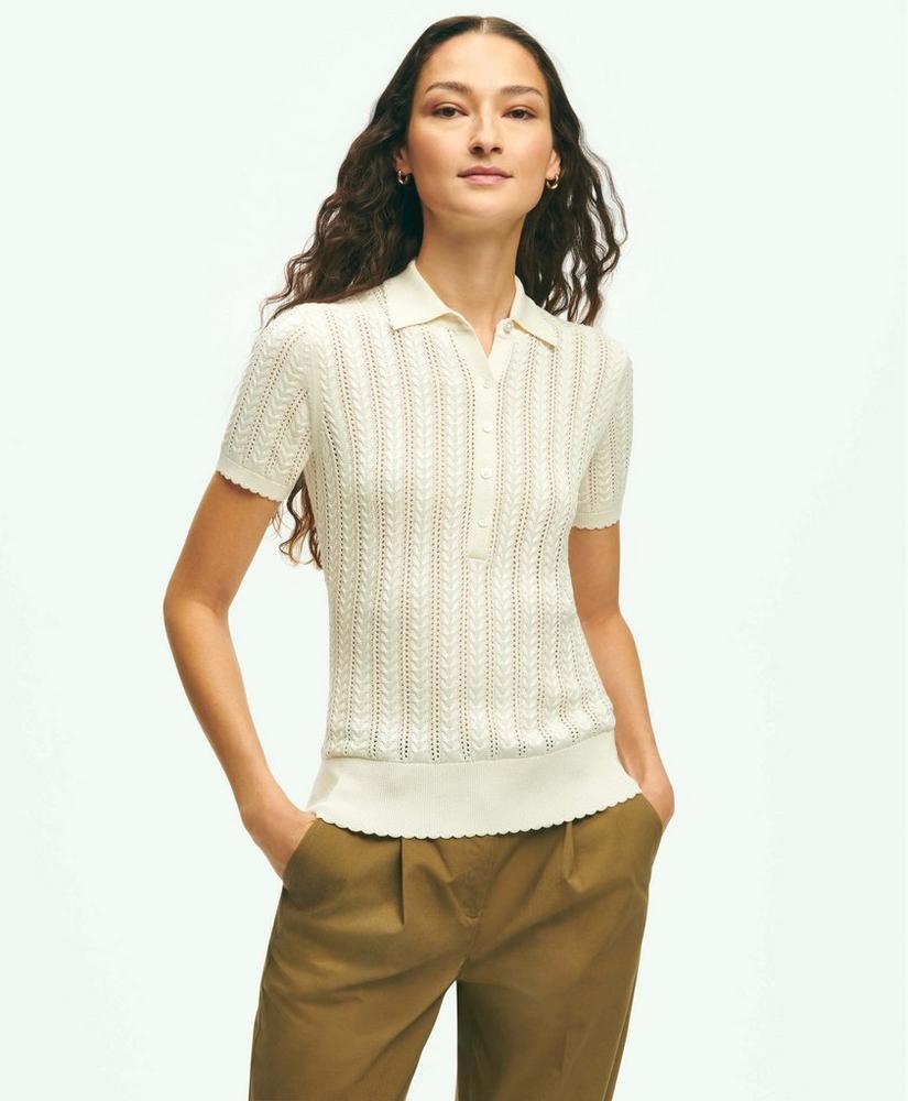 Silk Blend Pointelle Polo Sweater Product Image