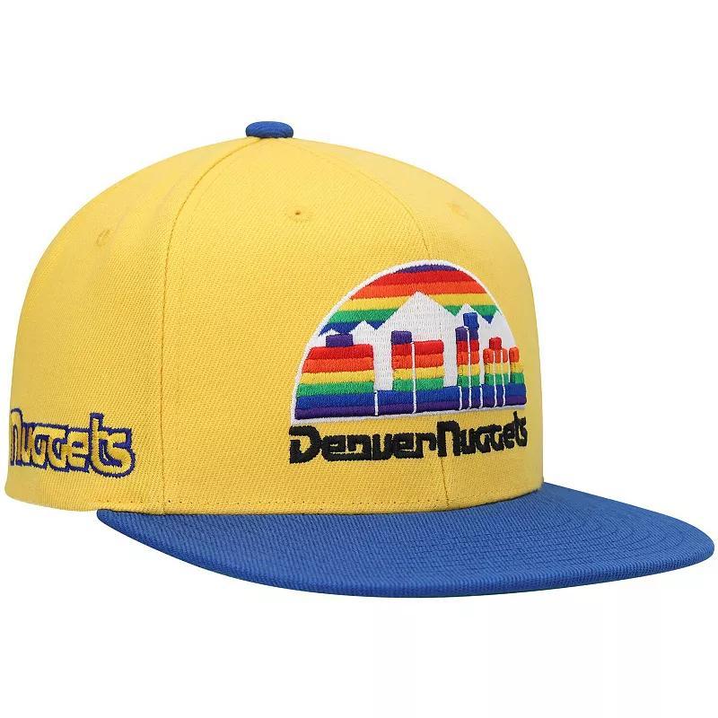 Mens Mitchell & Ness Gold/Royal Denver Nuggets Hardwood Classics Snapback Hat Product Image